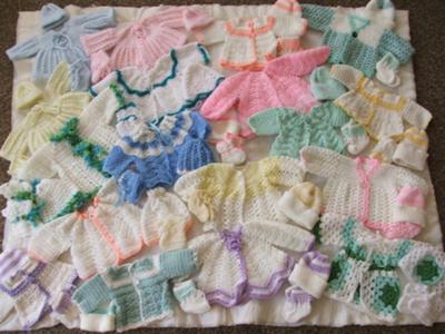 Handmade baby sets lovingly made for the premature babies at the state hospital at Ladysmith, South Africa