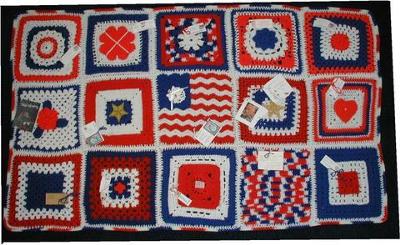 Heroghan using 12 inch squares made by 15 different ladies around the USA Heroghan using 12 inch squares made by 15 different ladies around the USA