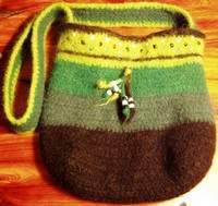 Green beaded felted bag